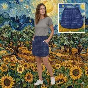 Patagonia Kamala Skirt Womens Small Blue Ikat Tencel Elastic Waist 58600 SP18